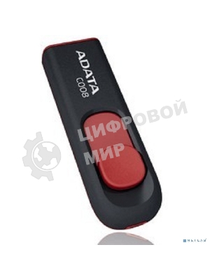 Флешка USB ADATA Classic C008 (AC008-16G-RKD), 16Gb, USB 2.0, R/W 30/6, черный/красный