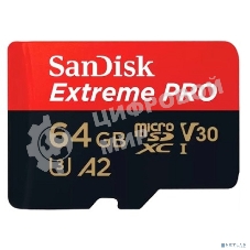Флеш карта SanDisk Extreme Pro microSD UHS I Card 64GB for 4K Video on Smartphones, Action Cams & Drones 200MB/s Read, 90MB/s Write, Lifetime Warranty