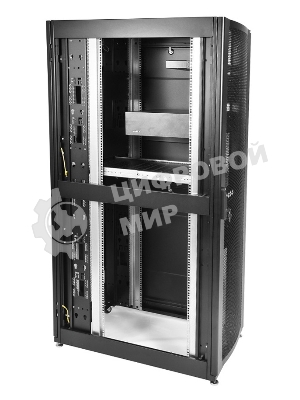 Шкаф серверный ПРОФ напольный 48U (600x1000) дверь перфор., задние двойные перфор., черный, в сборе (ШТК-СП-48.6.10-48АА-9005) (1 коробка)