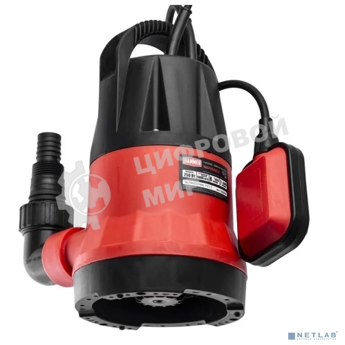 Насос дренажный Hammer NAP250CD 250Вт, 6000л/ч, высота 6м, глубина 7м