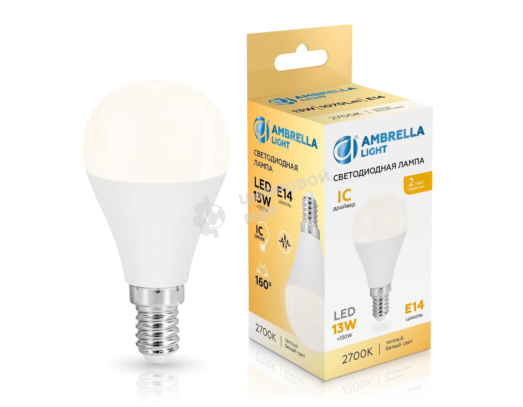 Лампа светодиодная	451313 LED P45 13W IC E14 2700K 175-265V