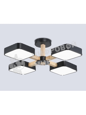 Светильник Ambrella light FL4880/4 BK/WD черный/дерево 72W 3000-6000K D610*160 (без ПДУ)