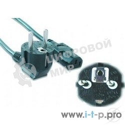 Кабель питания Gembird 3.0м, VDE(0.75мм), черный, с зазем., пакет PC-186-VDE-3M