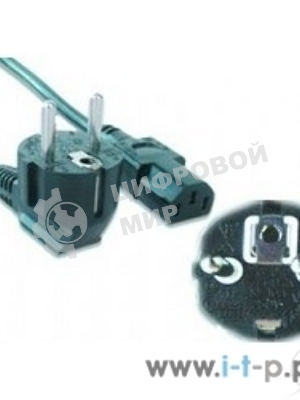 Кабель питания Gembird 3.0м, VDE(0.75мм), черный, с зазем., пакет PC-186-VDE-3M