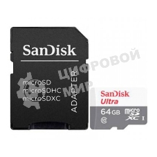 Флеш карта microSD 64GB SanDisk microSDXC Class 10 Ultra (SD адаптер) UHS-I 100MB/s