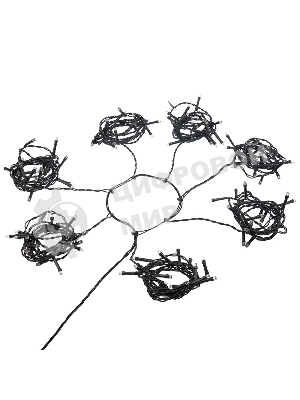 Елочная гирлянда с кольцом Neon-night 7 нитей по 1,8 метра, цвет диодов теплый белый, не соединяется