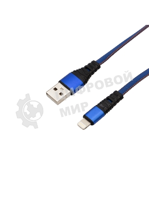Кабель Rexant USB-Lightning 2.4 A, 1 м, синяя нейлоновая оплетка