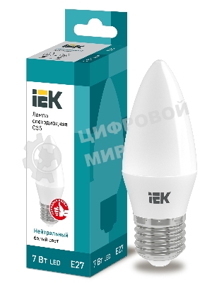Лампа светодиодная IEK LLE-C35-7-230-40-E27 ECO C35 свеча 7Вт 230В 4000К E27