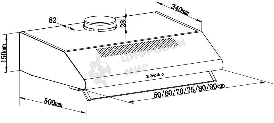 Вытяжка козырьковая Maunfeld MP-1 60 нержавеющая сталь, 60 см, 520 куб. м/ч, 49 дБ