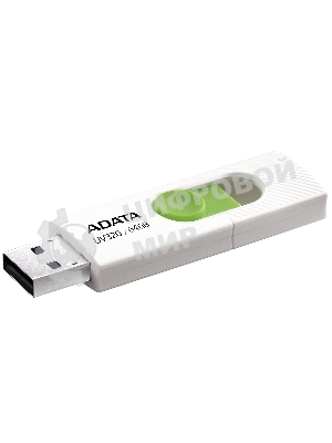 Флешка USB ADATA UV320 (AUV320-64G-RWHGN), 64Gb, USB 3.2 Gen1, R/W 100/30, белый/зеленый