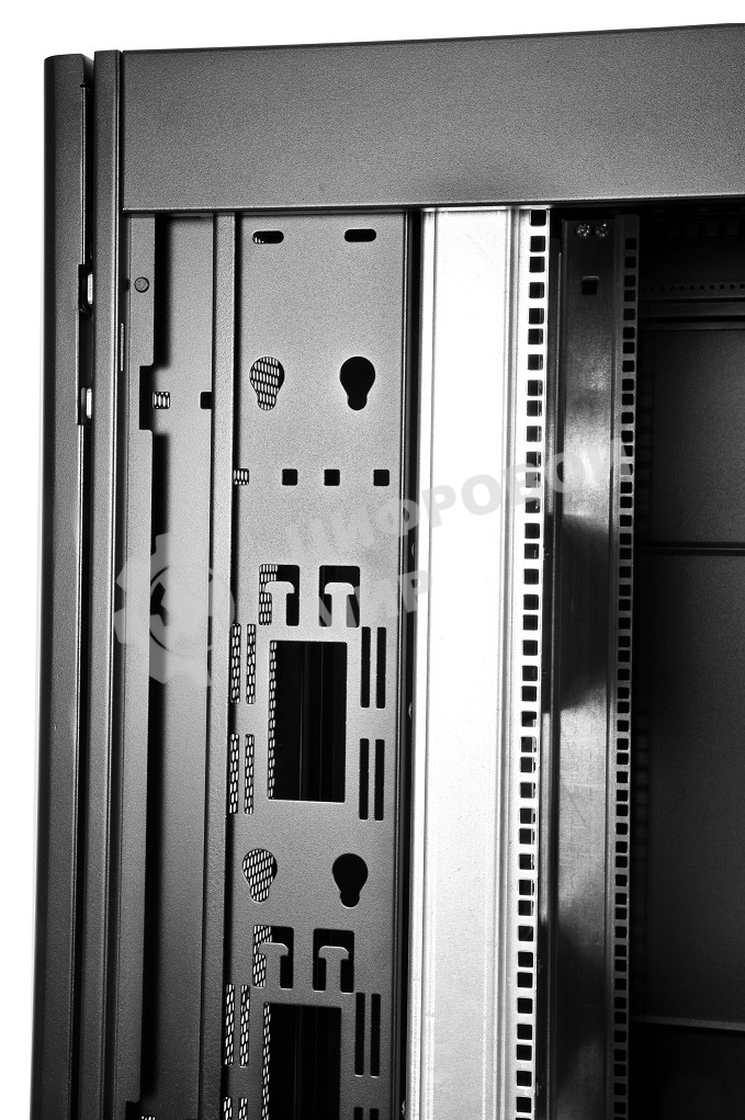 Шкаф серверный ПРОФ напольный 48U (600x1000) дверь перфор., задние двойные перфор., черный, в сборе (ШТК-СП-48.6.10-48АА-9005) (1 коробка)
