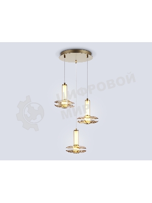 Подвесной светодиодный светильник Ambrella light LH31011/3 BS/TI латунь/янтарь 35W 3000K D450*1790