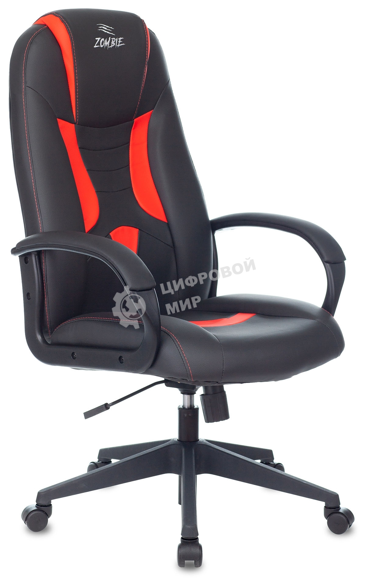 Кресло игровое Zombie 8 черный/красный, искусственная кожа, крестовина пластик