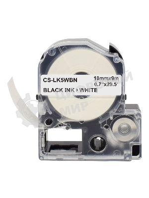 Картридж ленточный Cactus CS-LK5WBN черный шрифт, белый фон (18 мм, 9 м) для Epson LW300/LW400/LW700/LW600P/LW1000P