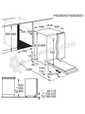 Встраиваемая посудомоечная машина ELECTROLUX EEG63400L/Встраиваемая узкая посудомоечная машина, загрузка на 10 комплектов посуды, сенсорное управление, 8 программ, 44.6x55x82 см, черный, сушка: стандартная (конденсация), индикация на полу: проекция дисплея