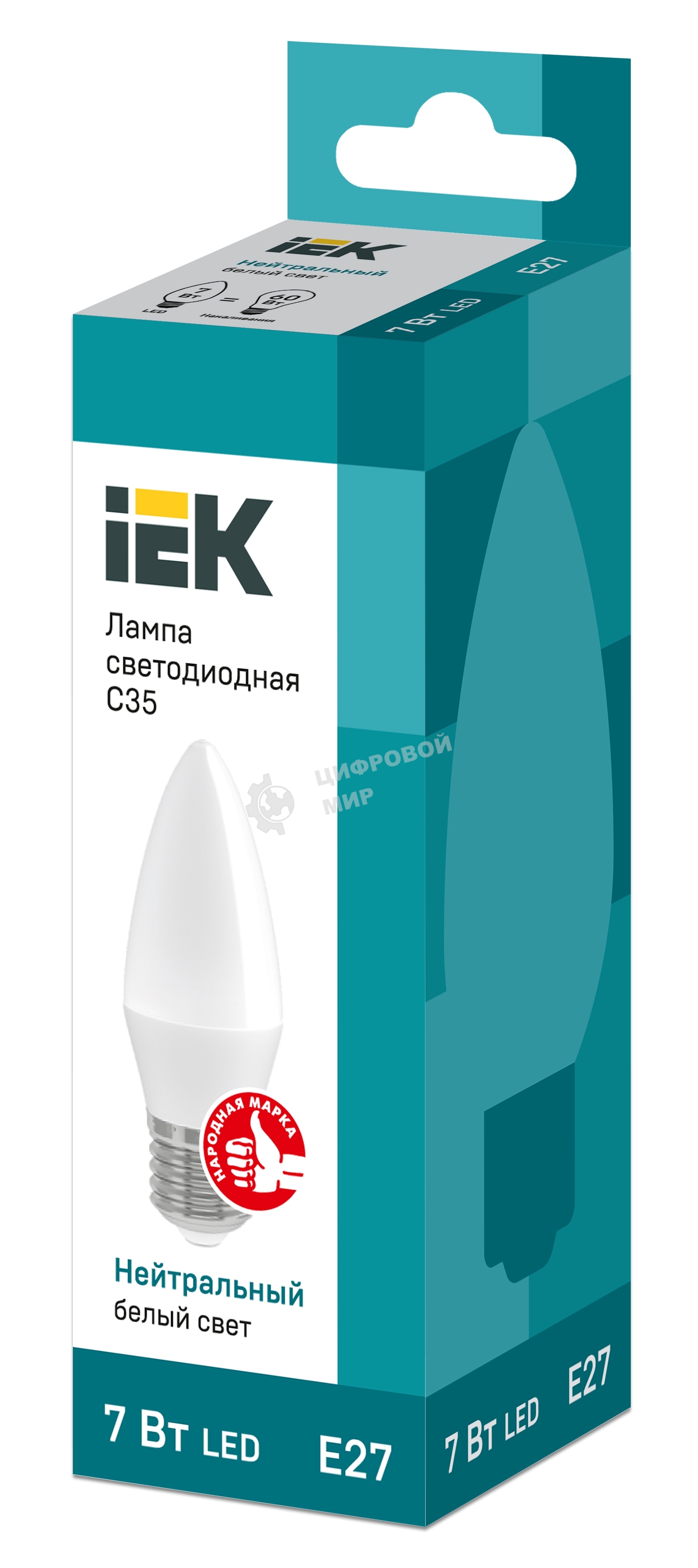 Лампа светодиодная ИЭК LLE-C35-7-230-40-E27 ECO C35 свеча 7Вт 230В 4000К E27