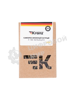 Саморез оконный Kranz острый, 4.1х40, желтый цинк, упаковка поставщика (6 000 шт.)