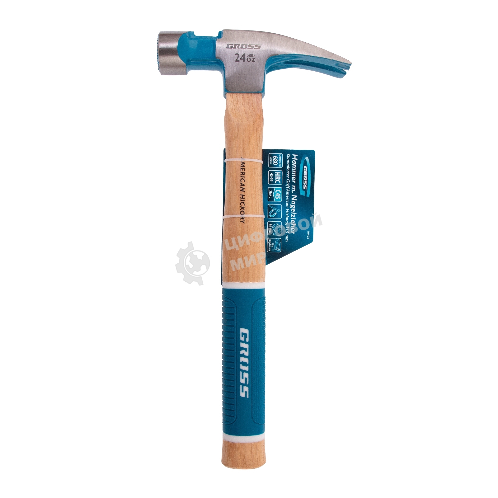 Молоток-гвоздодер Gross AMERICAN HICKORY 680 г, угол 75, магнит, обрезиненная рукоятка