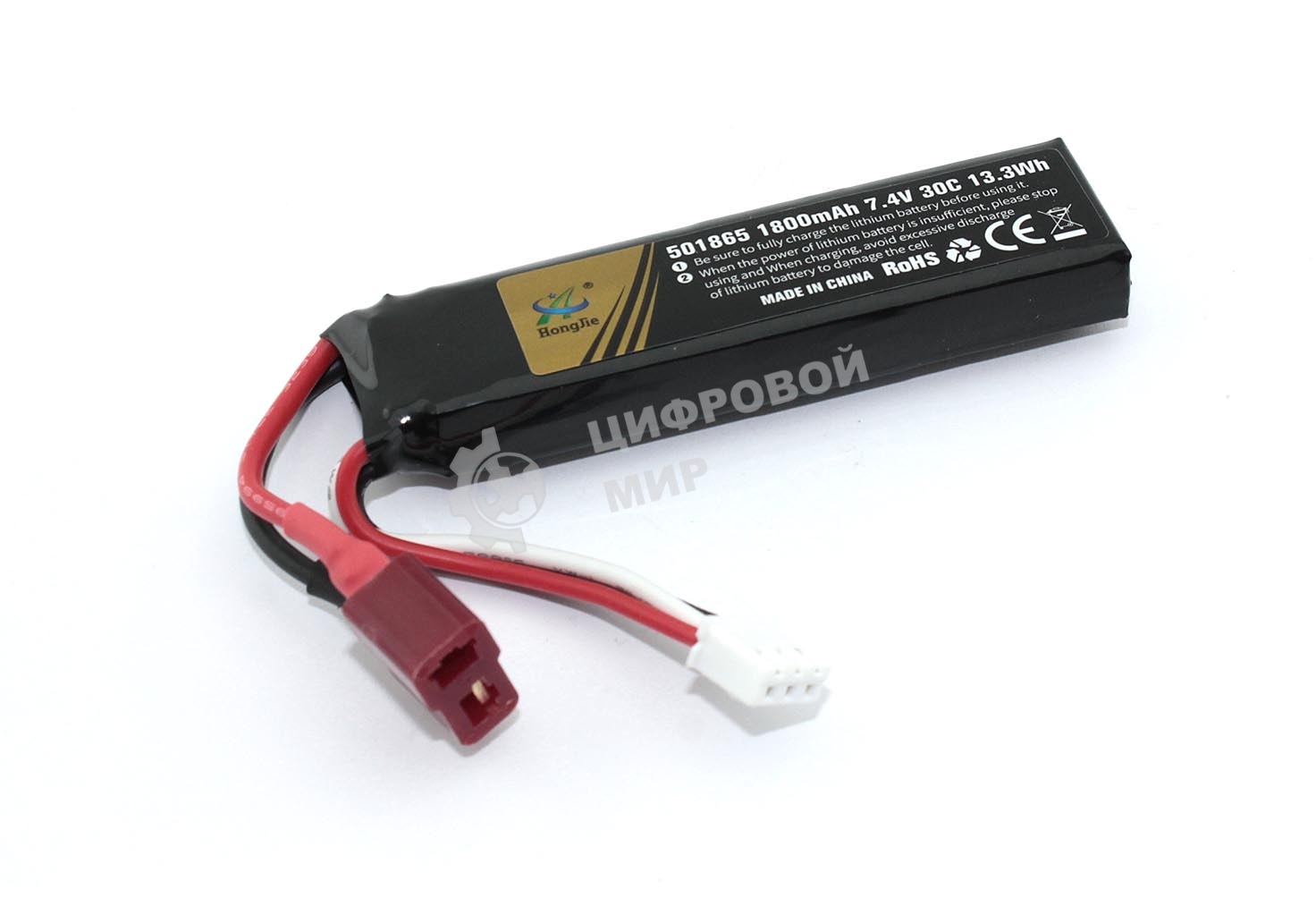 Портативный аккумулятор Li-Pol 7.4v 451865 1800mAh T-plug