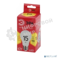 Лампа светодиодная ЭРА LED A60-15W-827-E27 R (диод, груша, 15Вт, тепл, E27)
