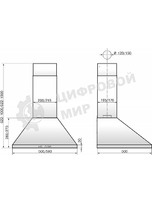 Вытяжка каминная Elikor Вента 60П-650-К3Д черный, 60 см, 650 куб. м/ч, 56 дБ