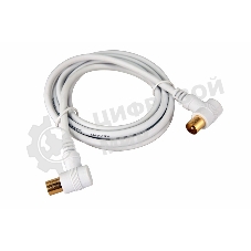 Шнур Rexant ТВ штекер - ТВ штекер, угловой, длина 1,5 м етра, белый