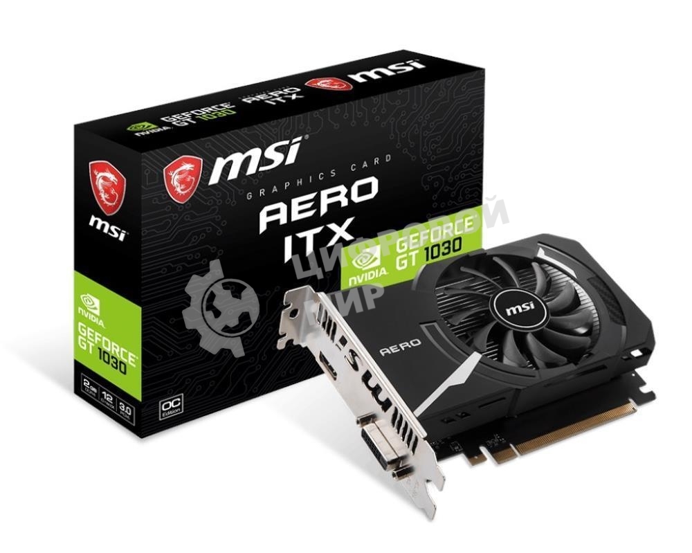 Видеокарта MSI PCIE16 GT1030 2GB GDDR4 GT 1030 AERO ITX 2GD4 OC