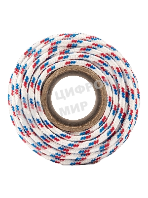 Фал плетеный Сибртех полипр. 16-прядный с полипр. серд. 8 мм, бухта 100 м, 520 кгс