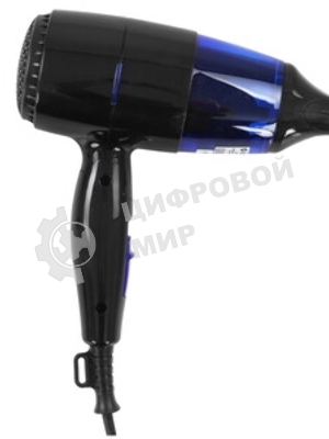 Фен Delta DL-0907 черный/синий, 1400 Вт, компактный