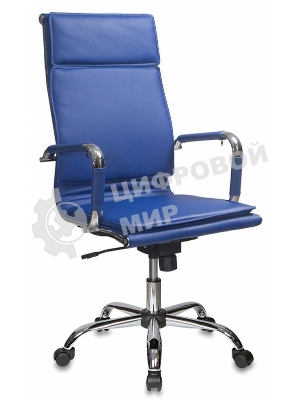Кресло руководителя Бюрократ CH-993/blue синий, искусственная кожа, крестовина хромированная