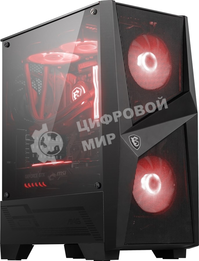 Компьютерный корпус MSI MAG FORGE 100M/mid-tower, ATX, tempered glass side panel/2x RGb 120мм & 1x 120мм fans inc./MAG FORGE 100M