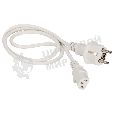 Шнур питания Lanmaster C13-Schuko прямая, 3х0.75, 220В, 10А, белый, 1.8 метра