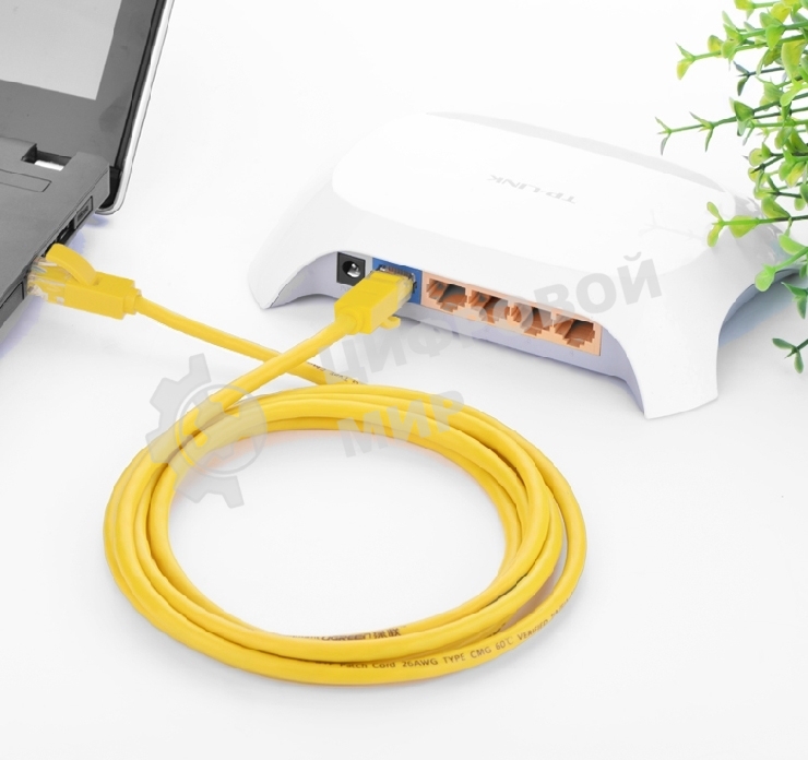 Патч-корд Greenconnect UTP прямой ethernet 0.5m cat.5е, RJ45, литой (Желтый) (GCR-LNC02-0.5m)