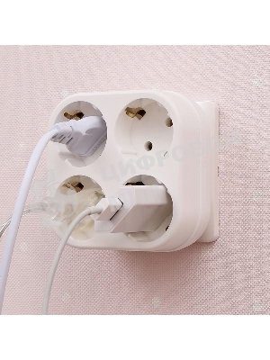 Четверник электрический Rexant 16 А с заземлением белый