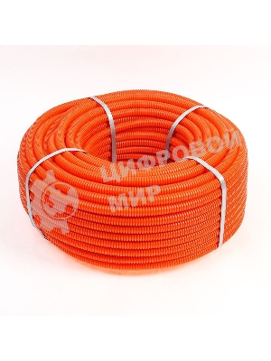 Труба гофрированная из ПНД Rexant с зондом ø 16 мм, оранжевая (100 м/уп.)