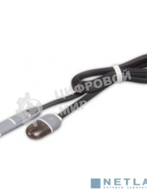 Кабель RITMIX Кабель 2в1 MicroUSB+Lightning 8pin-USB для синхронизации/зарядки, 1м черный (RCC-200)