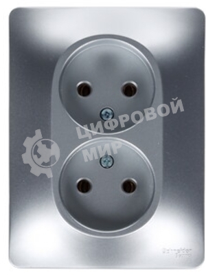 Розетка 2-м СП Glossa 16А IP20 без заземл. в сборе алюм. SchE GSL000320