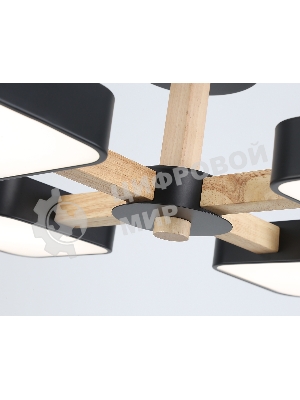 Светильник Ambrella light FL4880/4 BK/WD черный/дерево 72W 3000-6000K D610*160 (без ПДУ)