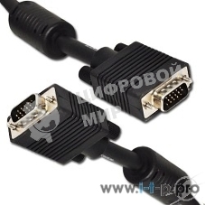 Кабель Gembird/Cablexpert VGA Premium, 15M/15M, 10м, черный, тройной экран, феррит.кольца