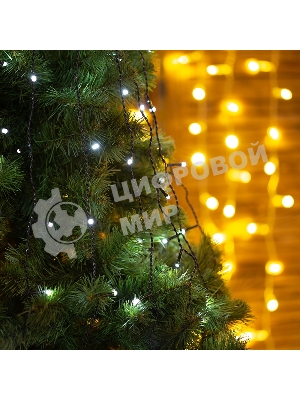 Елочная гирлянда с кольцом Neon-night, 7 нитей по 1,8 метра, цвет диодов белый, не соединяется