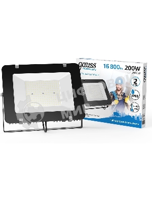 Прожектор светодиодный Gauss Elementary 200W 16800lm 6500К 200-240V IP65 черный LED 1/2