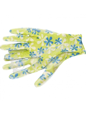 Перчатки садовые Palisad из полиэстера с нитрильным обливом, зеленые, S