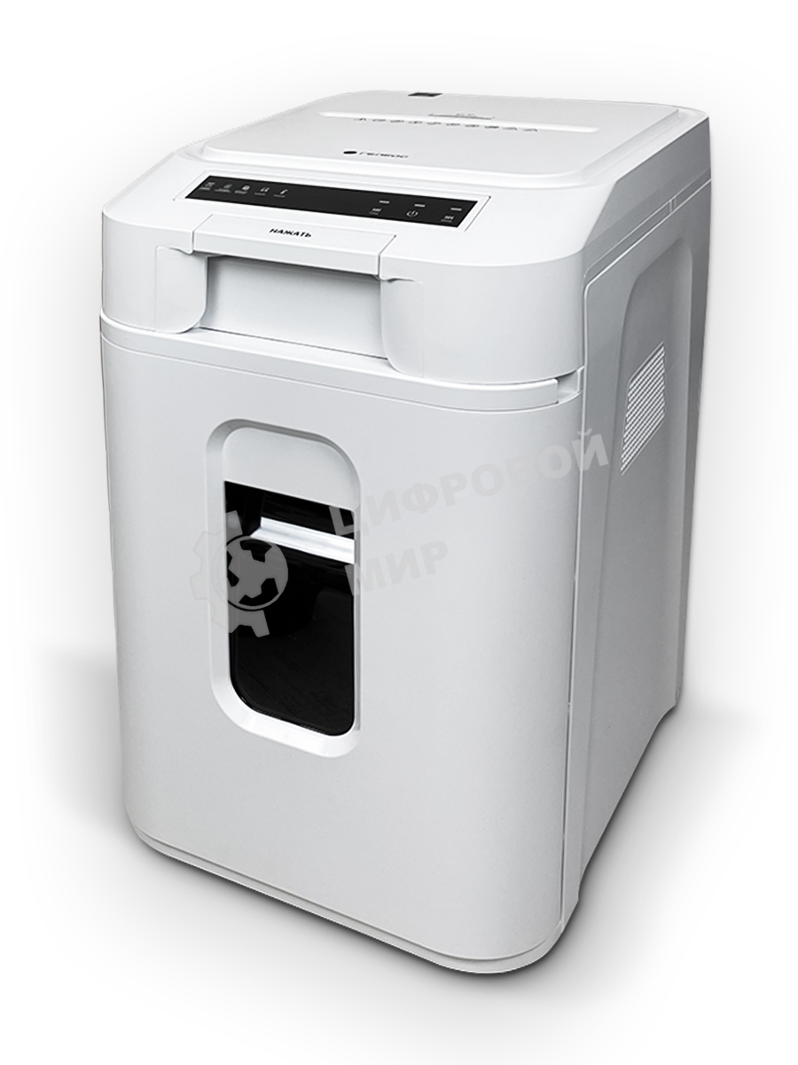 Шредер Heleos АП37-5 белый/белый с автоподачей (секр.P-5) фрагменты 220лист. 37лтр. скрепки скобы пл.карты