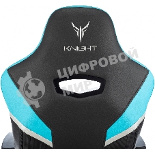 Кресло игровое Knight Thunder 5X черный/голубой эко.кожа крестов. металл