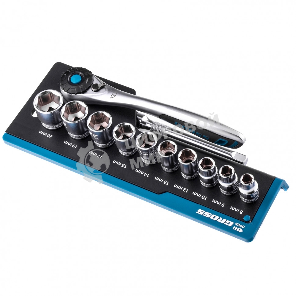 Набор торцевых головок Gross трещотка 120 зубьев, 3/8