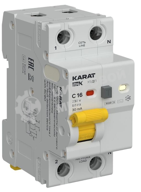 Устройство защиты от дугового пробоя KARAT УЗДП с АВДТ 1P+N C 16А 30мА тип AC IEK