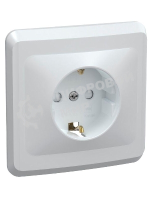 Розетка 1-м СП Вега РСш10-3-ВБ с заземл. контактом и защ. штор 16А бел. IEK ERV14-K01-16-DM