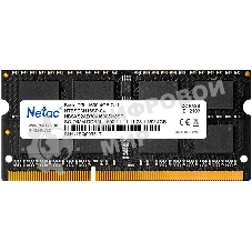 Оперативная память NETAC Basic, DDR3L, 4GB (1x4GB), 1600MHz, CL11, SO-DIMM