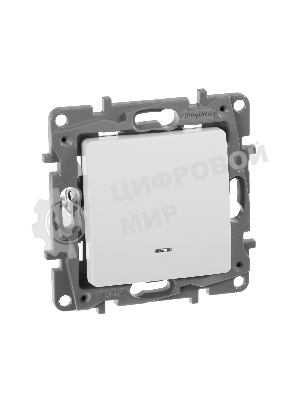 Механизм выключателя 1-кл. СП Etika 10АX с подсветкой/индикацией безвинт. зажимы бел. Legrand 672203