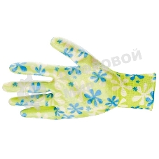 Перчатки садовые Palisad из полиэстера с нитрильным обливом, зеленые, S